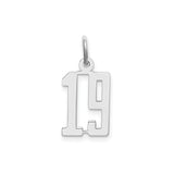 Sterling Silver Number 19 Pendant Charm, Minimalist Design for Sports Fans or Milestone Gifts