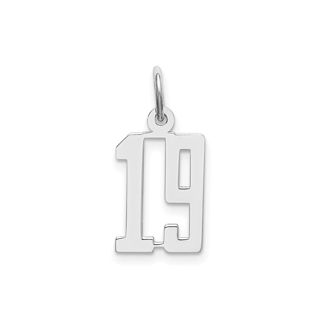 Sterling Silver Number 19 Pendant Charm, Minimalist Design for Sports Fans or Milestone Gifts