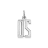 Sterling Silver Number 20 Pendant, Cutout Numeric Charm for Birthday or Anniversary