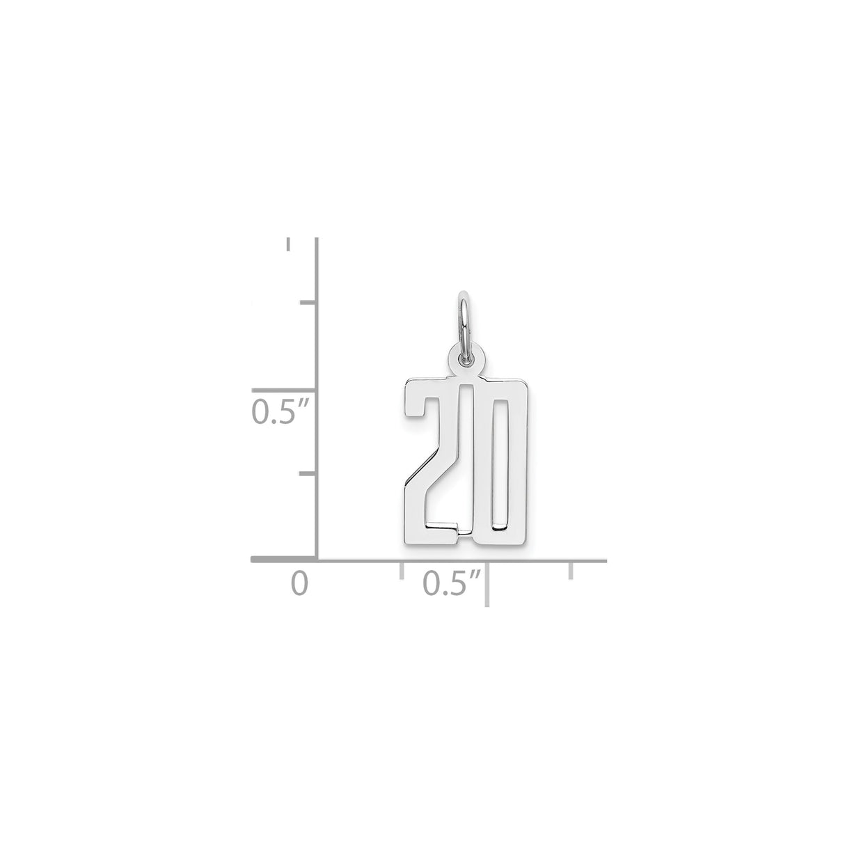 Sterling Silver Number 20 Pendant, Cutout Numeric Charm for Birthday or Anniversary