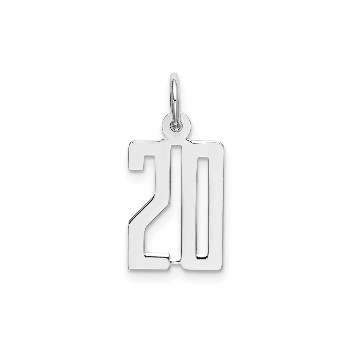 Sterling Silver Number 20 Pendant, Cutout Numeric Charm for Birthday or Anniversary