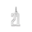Small Elongated Pol Number 21 Charm Pendant in Real 925 Sterling Silver