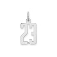 Sterling Silver Number 23 Pendant with Bold Cutout Design, Sports Charm for Men and Women