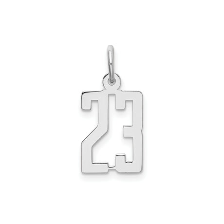 Sterling Silver Number 23 Pendant with Bold Cutout Design, Sports Charm for Men and Women
