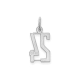 Sterling Silver Number 24 Pendant Charm, Bold Cut-Out Athletic Design, Unisex Jewelry