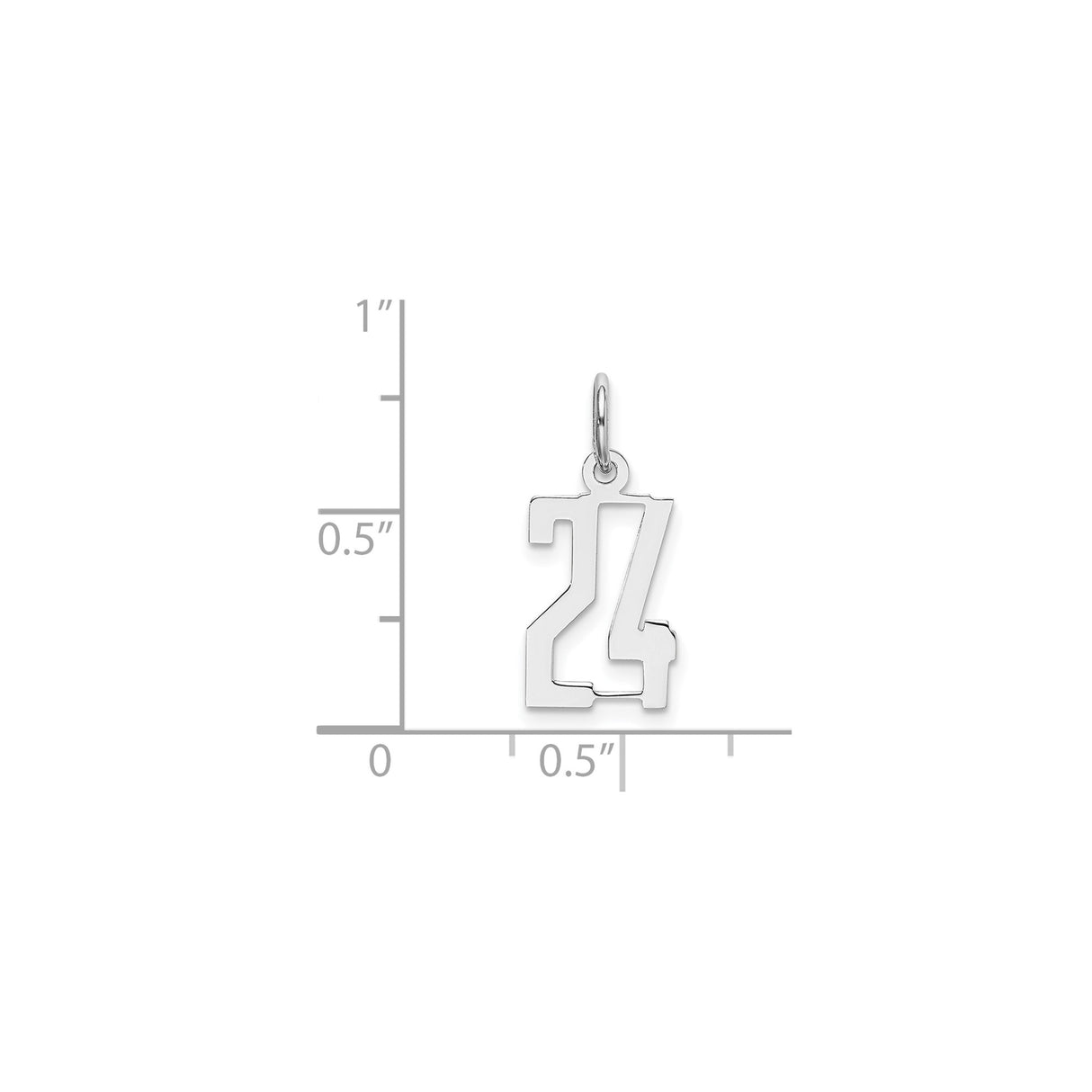 Sterling Silver Number 24 Pendant Charm, Bold Cut-Out Athletic Design, Unisex Jewelry
