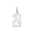 Sterling Silver Number 24 Pendant Charm, Bold Cut-Out Athletic Design, Unisex Jewelry