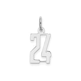 Sterling Silver Number 24 Pendant Charm, Bold Cut-Out Athletic Design, Unisex Jewelry