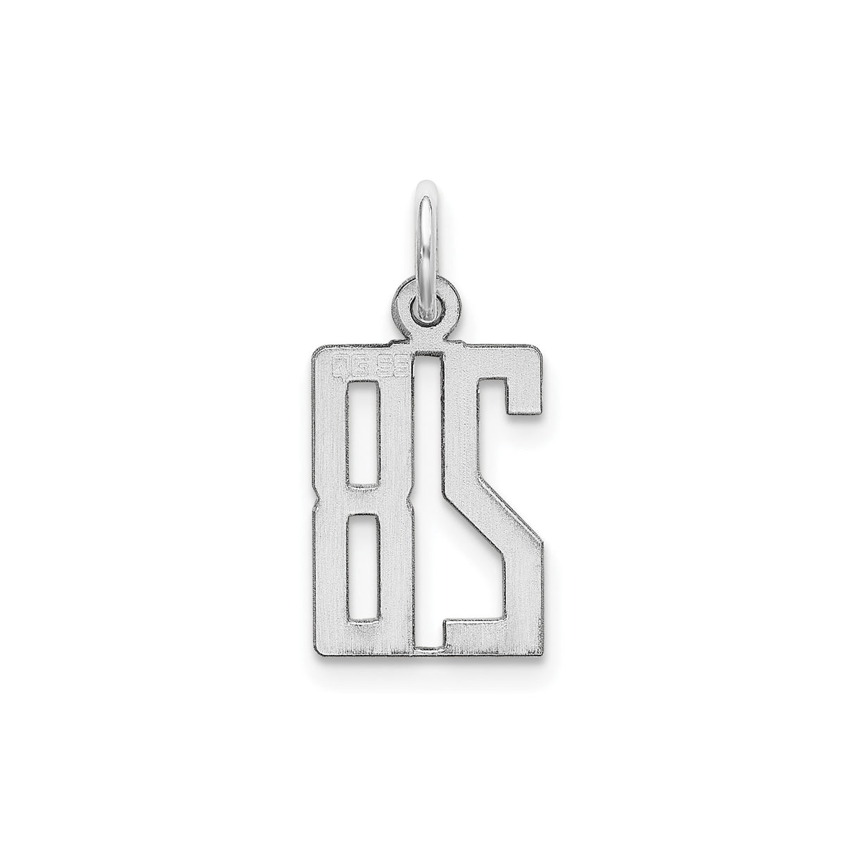 Small Elongated Pol Number 28 Charm Pendant in Real 925 Sterling Silver