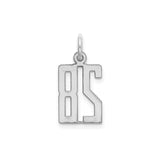 Small Elongated Pol Number 28 Charm Pendant in Real 925 Sterling Silver