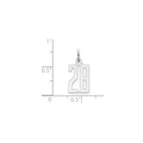 Small Elongated Pol Number 28 Charm Pendant in Real 925 Sterling Silver