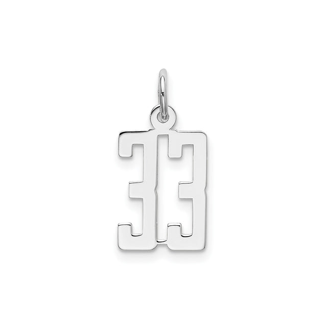 Sterling Silver Number 33 Pendant Charm, Bold Modern Numeric Jewelry for Men and Women