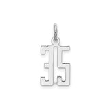 Sterling Silver Number 35 Pendant, Bold Angular Sports Jersey Charm for Men or Women