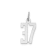Sterling Silver Number 37 Pendant Charm, Bold Athletic Jersey Style, Unisex Sports Jewelry