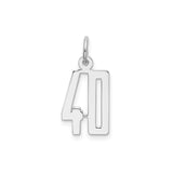 Small Elongated Pol Number 40 Charm Pendant in Real 925 Sterling Silver