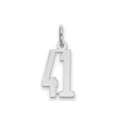 Small Elongated Pol Number 41 Charm Pendant in Real 925 Sterling Silver