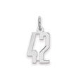 Sterling Silver Number 42 Pendant Charm, Bold Modern Design, Unisex Sports Jewelry