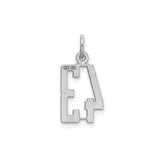 Small Elongated Pol Number 43 Charm Pendant in Real 925 Sterling Silver