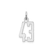 Small Elongated Pol Number 43 Charm Pendant in Real 925 Sterling Silver