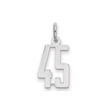 Sterling Silver Number 45 Pendant Charm, Bold Modern Design for Sports Fans or Milestone Gifts
