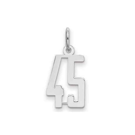 Sterling Silver Number 45 Pendant Charm, Bold Modern Design for Sports Fans or Milestone Gifts