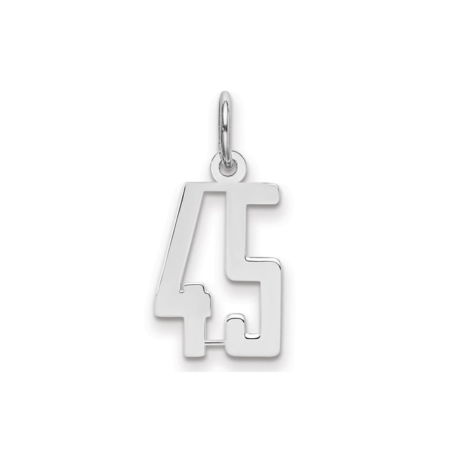 Sterling Silver Number 45 Pendant Charm, Bold Modern Design for Sports Fans or Milestone Gifts