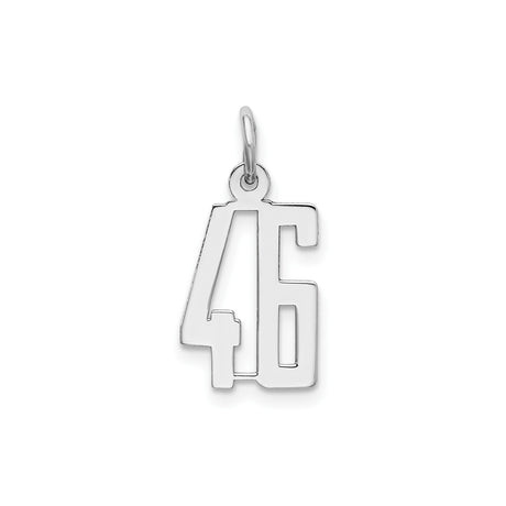 Sterling Silver Number 46 Pendant Charm, Bold Athletic Font Sports Jewelry for Men or Women