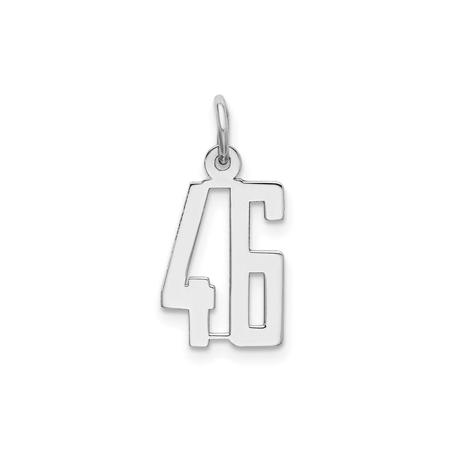 Sterling Silver Number 46 Pendant Charm, Bold Athletic Font Sports Jewelry for Men or Women