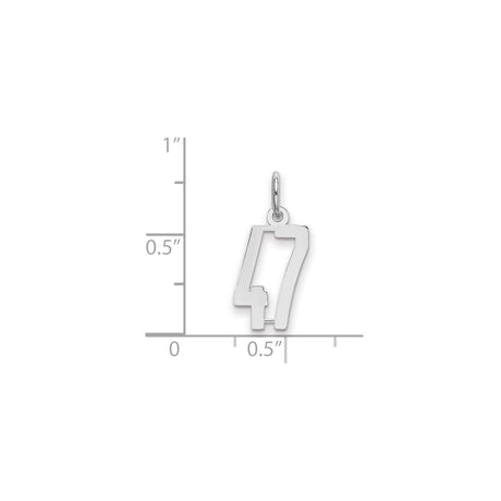 Small Elongated Pol Number 47 Charm Pendant in Real 925 Sterling Silver
