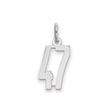 Small Elongated Pol Number 47 Charm Pendant in Real 925 Sterling Silver