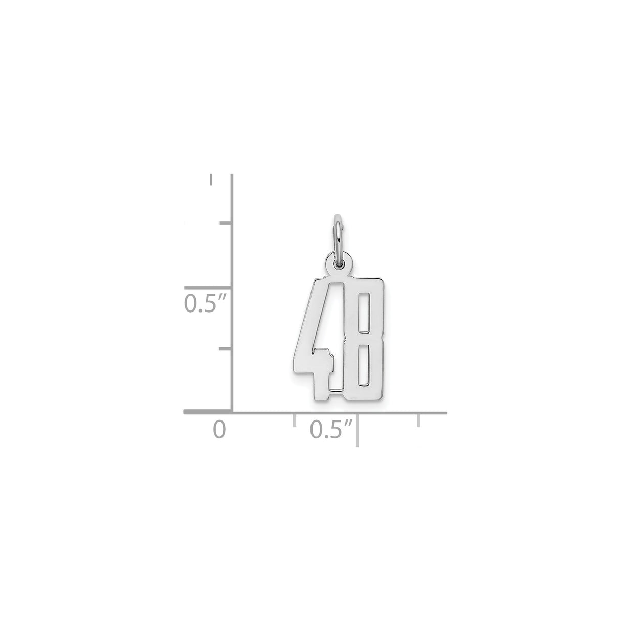 Small Elongated Pol Number 48 Charm Pendant in Real 925 Sterling Silver