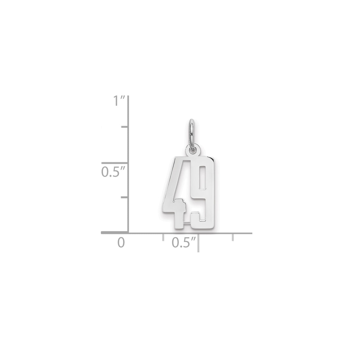 Small Elongated Pol Number 49 Charm Pendant in Real 925 Sterling Silver