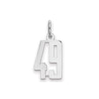 Small Elongated Pol Number 49 Charm Pendant in Real 925 Sterling Silver