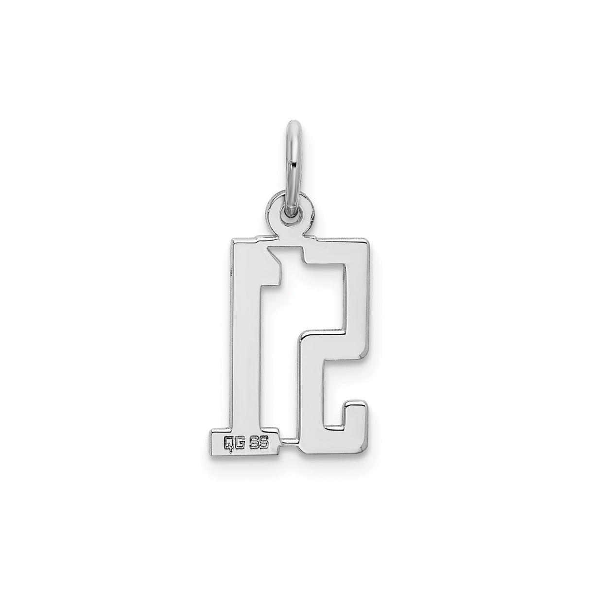 Small Elongated Pol Number 51 Charm Pendant in Real 925 Sterling Silver