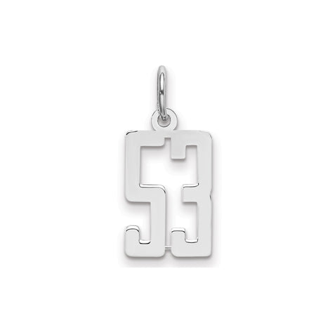 Small Elongated Pol Number 53 Charm Pendant in Real 925 Sterling Silver