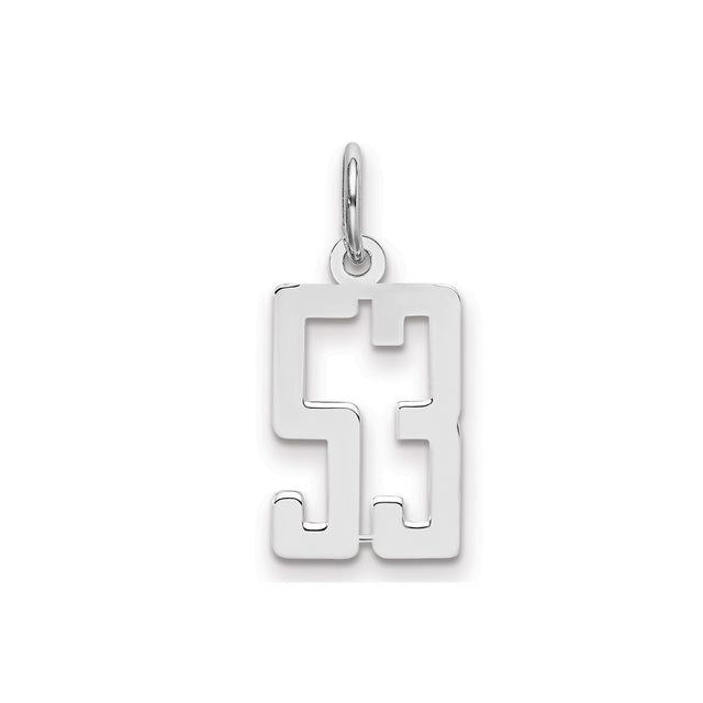 Small Elongated Pol Number 53 Charm Pendant in Real 925 Sterling Silver