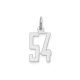 Sterling Silver Number 54 Pendant, Polished Sports Charm, Unisex Athletic Design