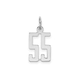 Sterling Silver Number 55 Pendant, Bold Block Style, Geometric Design, Unisex Charm