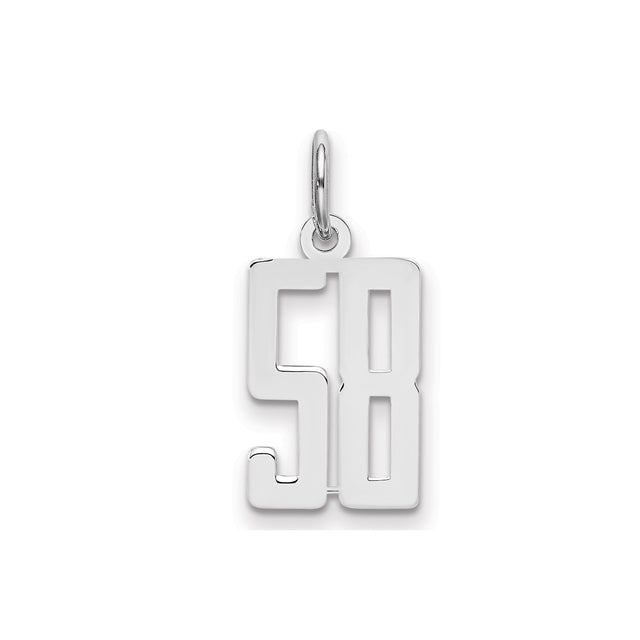 Small Elongated Pol Number 58 Charm Pendant in Real 925 Sterling Silver