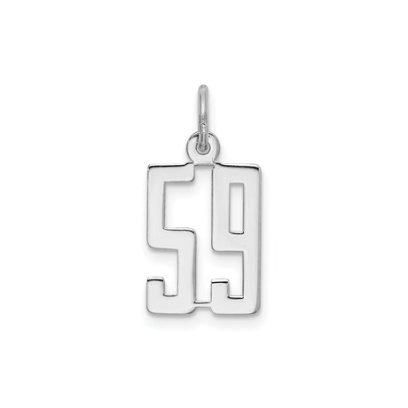 Small Elongated Pol Number 59 Charm Pendant in Real 925 Sterling Silver