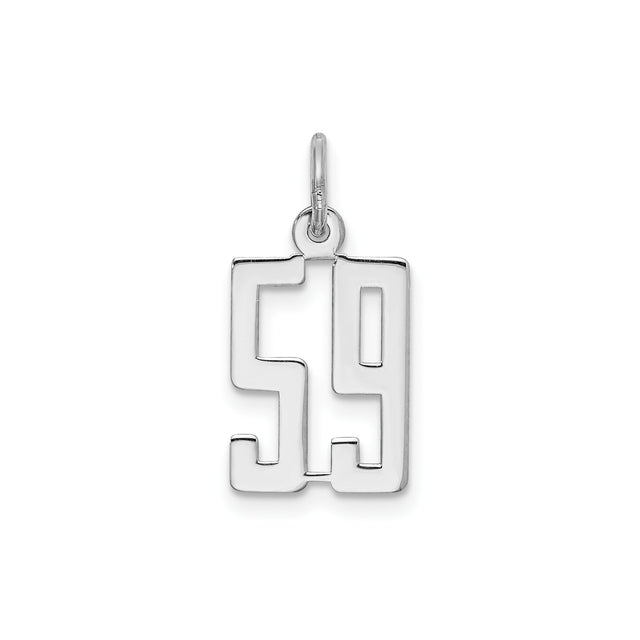 Small Elongated Pol Number 59 Charm Pendant in Real 925 Sterling Silver
