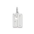 Small Elongated Pol Number 60 Charm Pendant in Real 925 Sterling Silver