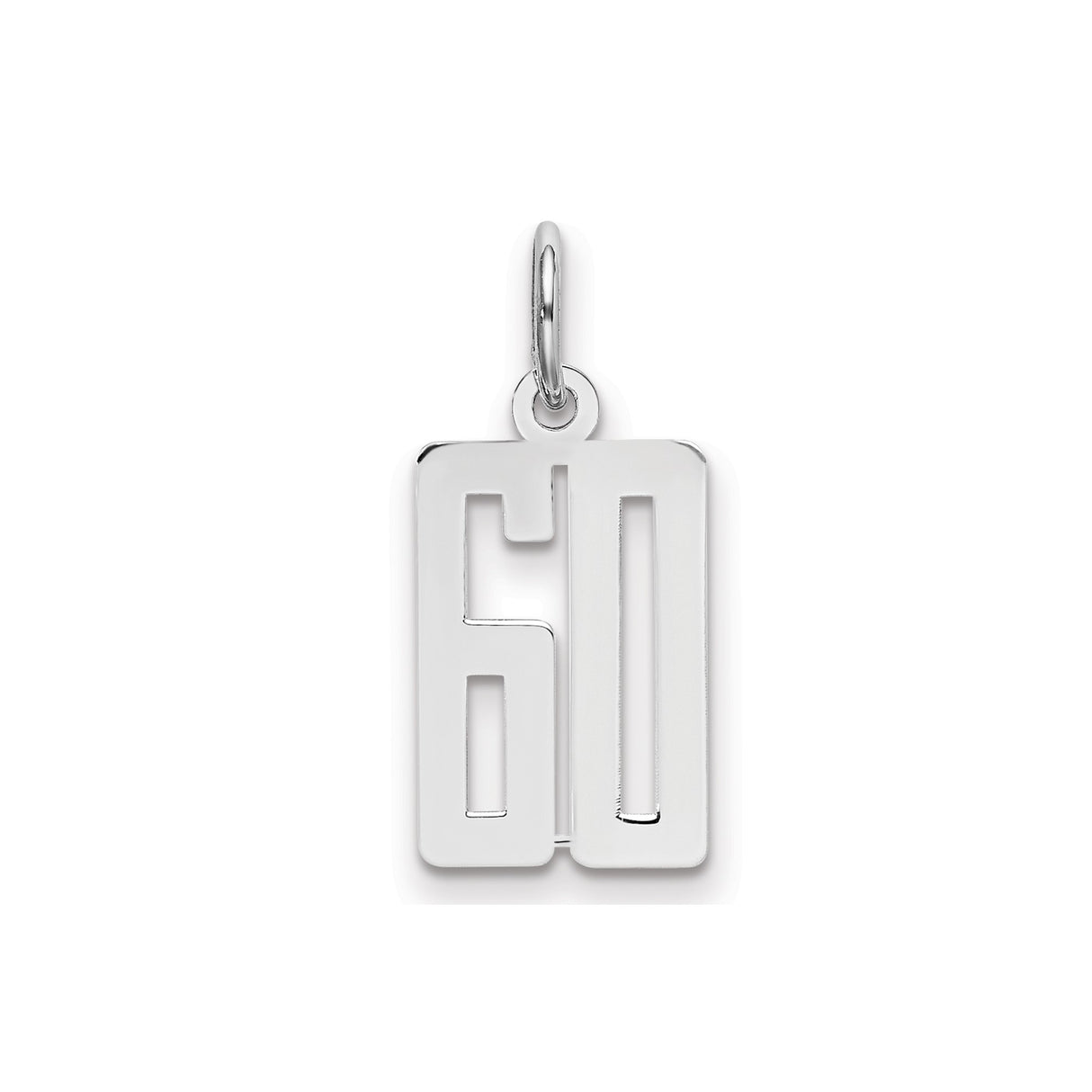 Small Elongated Pol Number 60 Charm Pendant in Real 925 Sterling Silver