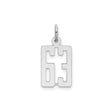 Small Elongated Pol Number 63 Charm Pendant in Real 925 Sterling Silver