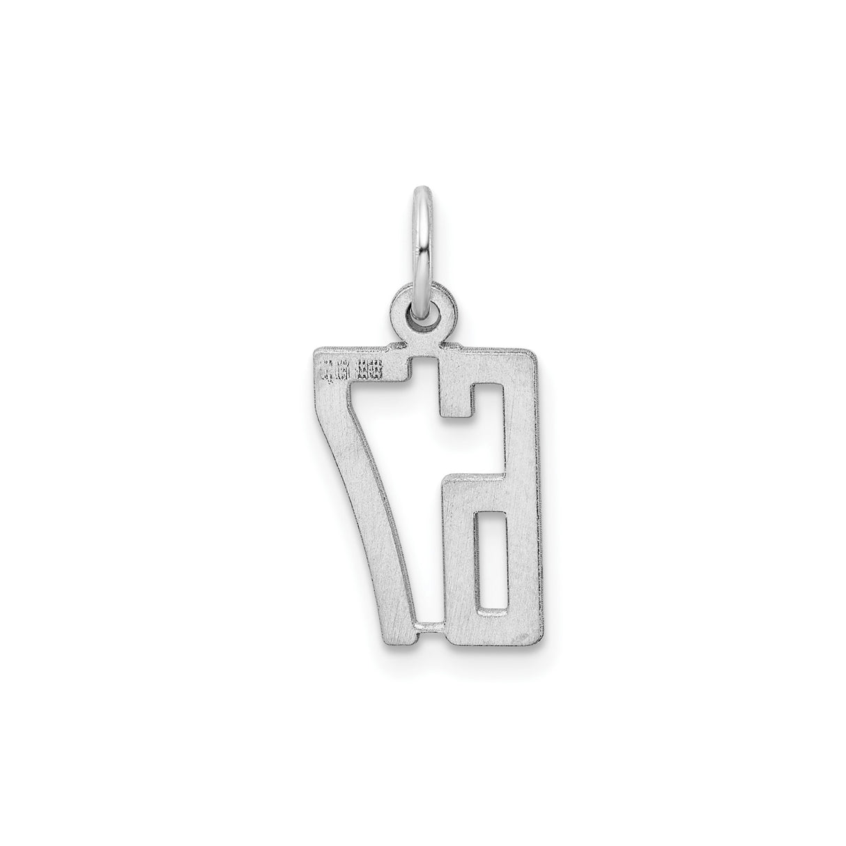 Sterling Silver Number 67 Pendant with Cutout Block Numerals, Unisex Sports Charm