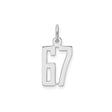 Sterling Silver Number 67 Pendant with Cutout Block Numerals, Unisex Sports Charm