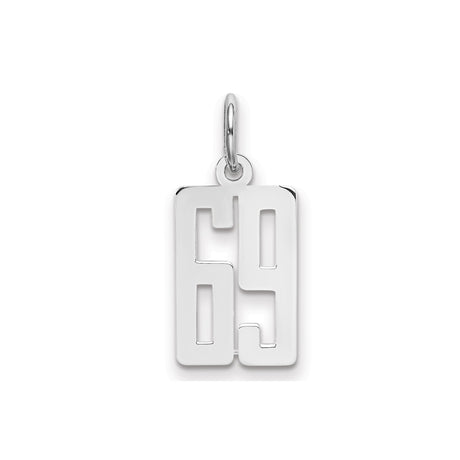Small Elongated Pol Number 69 Charm Pendant in Real 925 Sterling Silver