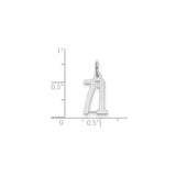 Small Elongated Pol Number 71 Charm Pendant in Real 925 Sterling Silver