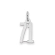 Small Elongated Pol Number 71 Charm Pendant in Real 925 Sterling Silver
