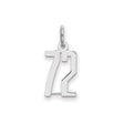 Sterling Silver Number 72 Pendant Charm, Bold Font Sports Jewelry for Fans or Athletes